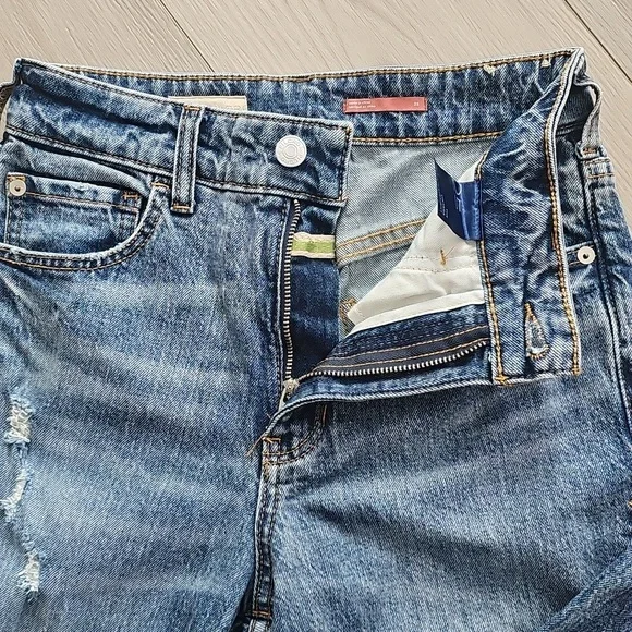 Anthropologie Pilcro The Vintage Straight Distressed Denim High Rise Jeans Sz 25 - Picture 6 of 16